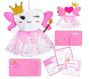 Pink and White Tooth Fairy Pillow Gift