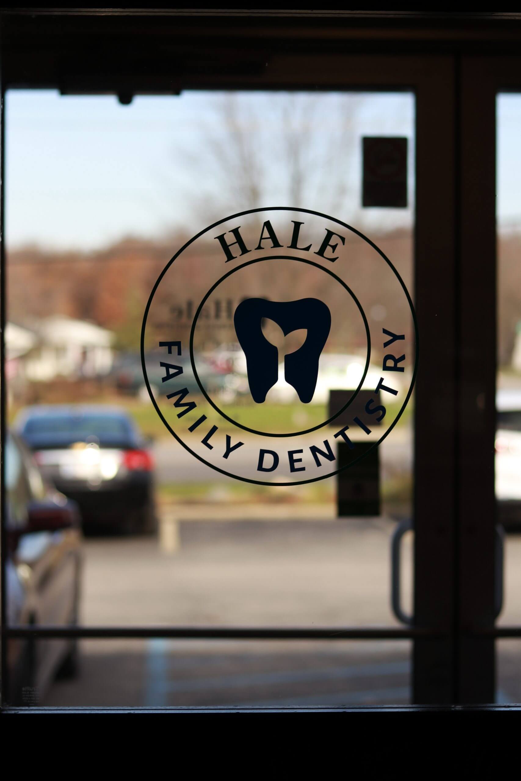 Hale Family Dentistry Logo on a window